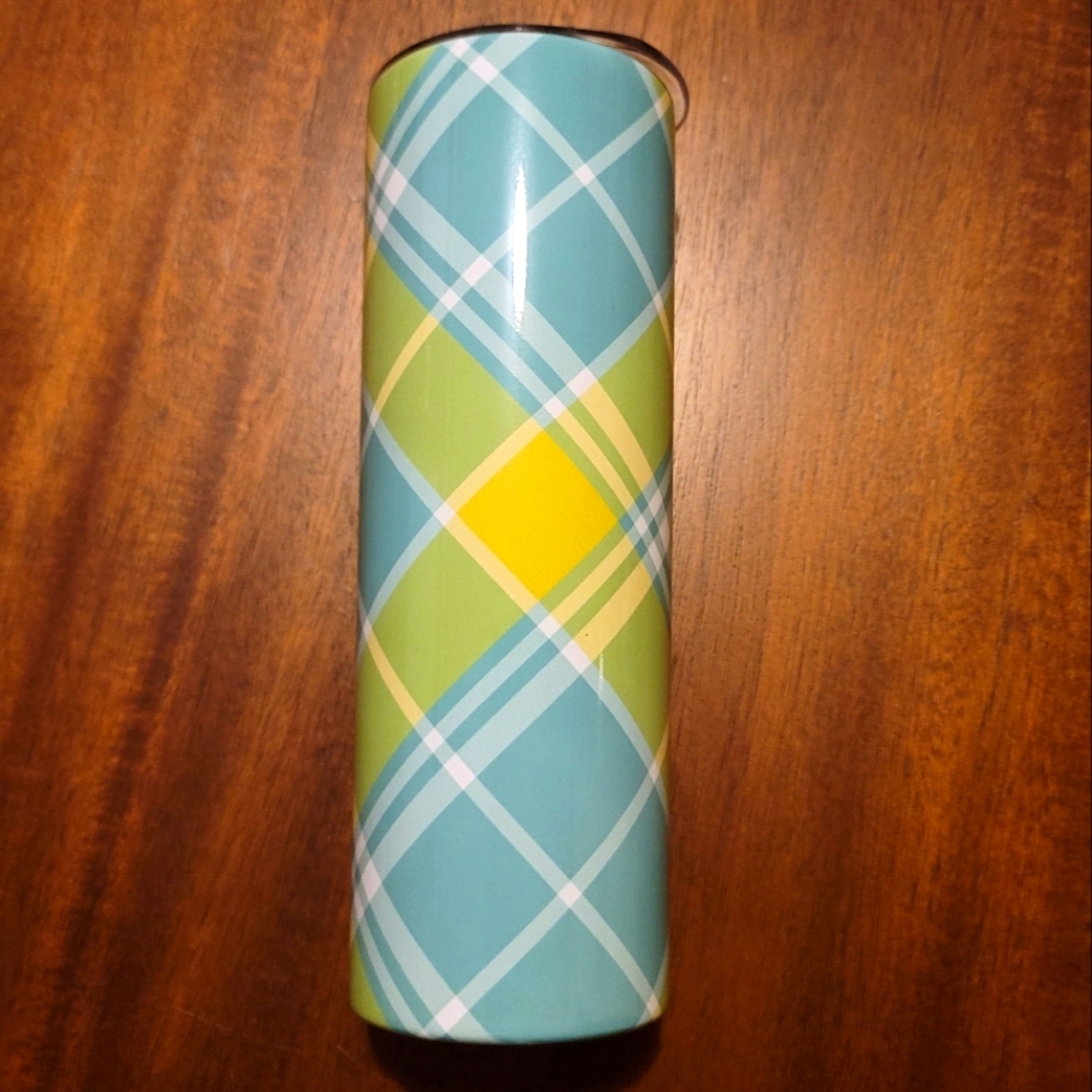 20 oz Tumbler- Spring Plaid Pastel